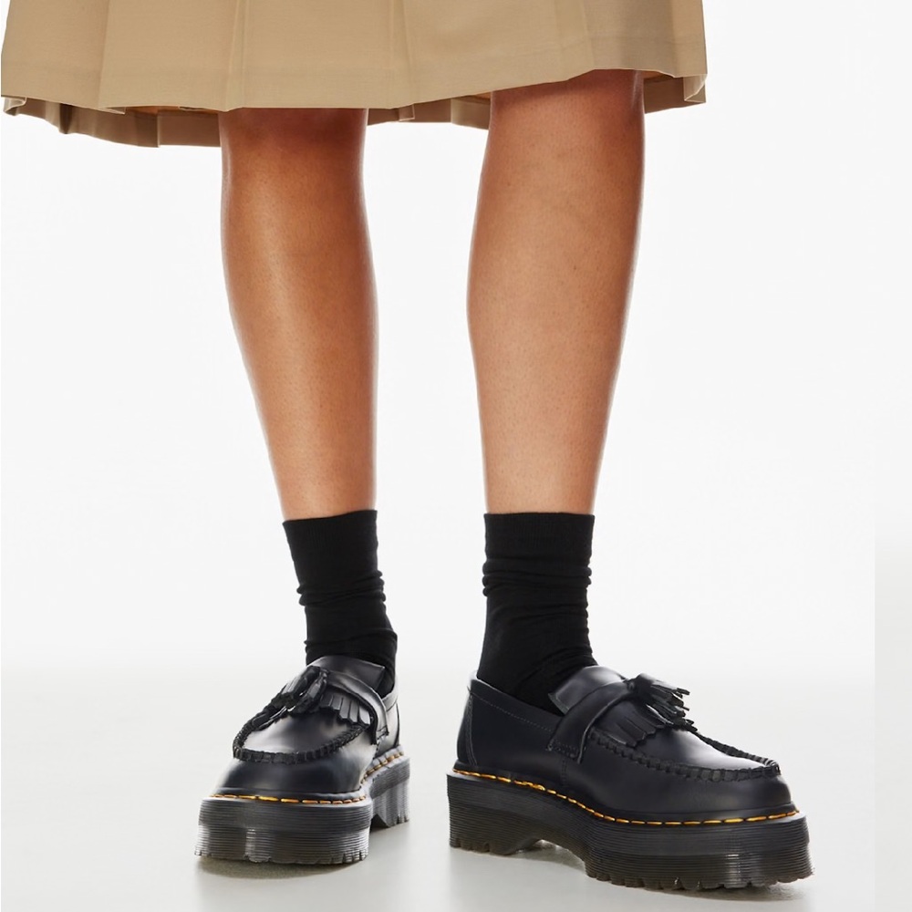 Dr. Martens Black Leather Platform Kiltie Loafers -Reposh